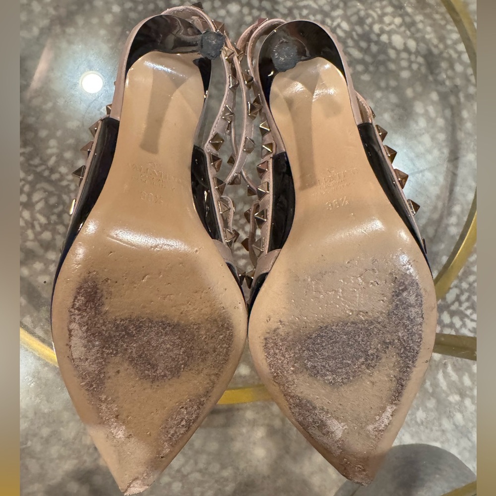 Valentino Garavani Nero Rockstud 100mm Slingback High-Heel Pumps 8.5 - Picture 10 of 14